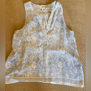 Joie Beige and Blue Paisley Top
